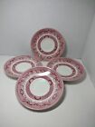 Vintage England Churchill Cranberry Willow Set of 4 Saucers 5 1/2 Inches