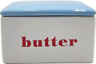 Ceramic Butter Box, Red, White & Blue - Vintage Butter Keeper Dish with Lid -...