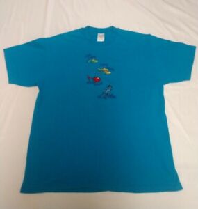Vtg DR. SEUSS Men’s T Shirt ONE FISH TWO FISH Red Fish Blue Fish Sz XL Made USA