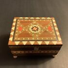 Beautiful European Inlaid Jewelry Music Box, Mosaic Wooden Handmade Box 