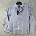 The Men's Store at Bloomingdale's Plaid Button Up Shirt Men's M Navy Long Sleeve