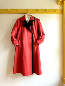 Vintage 1980s Red YSL YVES SAINT LAURENT Paris trench coat jacket S France made