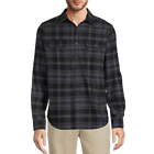 George Men's Long Sleeve Flannel Shirt Size XL (46-48) Color Black Soot Plaid
