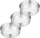 P and P CHEF 8 Inch Cake Pan Set, 3 Pcs Round Baking Pans Stainless Steel Layer
