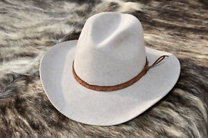 Beaver Brand 5X Cowboy Hat Western Light Gray Fur Felt USA Men's Sz 7 1/4 58