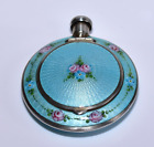 EXTREMELY RARE Antique STERLING Dbl Sided ENAMEL GUILLOCHE Combo COMPACT/PERFUME