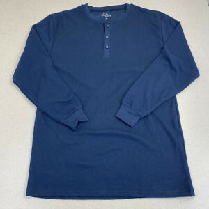 Galaxy By Harvic Henley Shirt Mens 2XL Blue Long Sleeve Casual