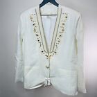 Nina Austin Vintage Blazer Jacket Beaded Embellished White Cream Sz 10 NEW