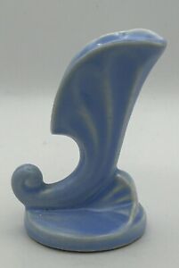 Vintage Pottery Miniature Cornucopia Vase Horn of Plenty Blue Unbranded 2.5”H