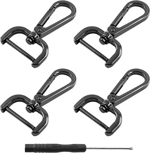 4-Pack Detachable Snap Hook Swivel Clasp with 1 Inch Screw Bar, Black Heavy Duty