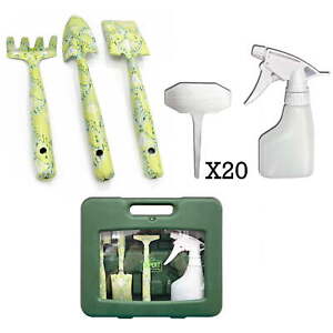 New ListingIndoor Outdoor Garden Tool Set with Carrying Casefor plant care, Green (24 Pce)
