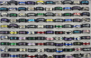 Wholesale Bulk Lots 40pcs Men's Fashion Ring Stainless Steel Cool Shell Rings