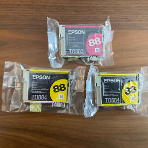 3 Pack Epson 88 Yellow And Cyan Color Ink Cartridges Genuine / No Box / New