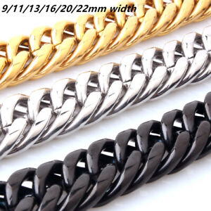 22mm Heavy Mens Necklace Stainless Steel Cuban Link Chain Strong Mens Jewelry
