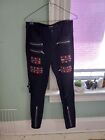 Hot Topic High Rise Super Skinny Black Red Plaid Strappy Zipper Jeans Emo Size 9