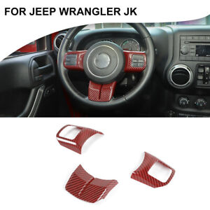 Steering Wheel Cover Trim Kit Red Carbon Fiber For Jeep Wrangler JK 2011+Compass (For: Jeep Wrangler JK)