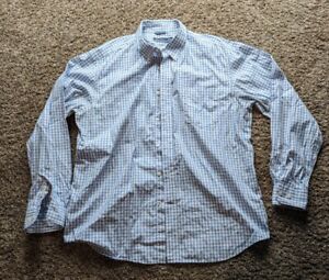 Nautica Shirt Men Extra Large XL White BluePurple Long Sleeve 100% Cotton -B8