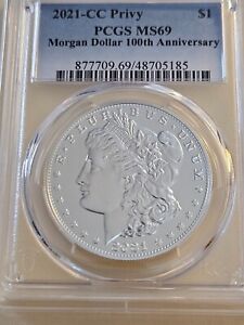 2021 Morgan Silver Dollar CC Privy PCGS MS 69 With Original Government Packaging
