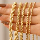 10K Yellow Gold 1mm-10mm Diamond Cut Rope Chain Necklace Bracelet 6