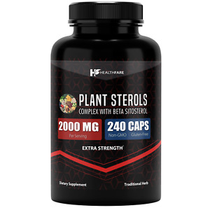 Plant Sterols 2000mg | 240 Count Maximum Strength Beta Sitosterol by Healthfare