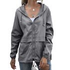 Womens Windproof Waterproof Hooded Coat Full Zip up Rain Jacket Windbreaker Coat