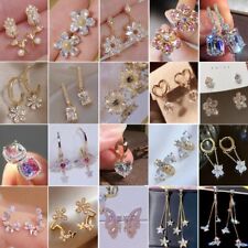 Fashion Crystal CZ Cubic Zircon Earrings Stud Dangle Drop Women Wedding Jewelry