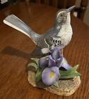 Andrea Sadek Mocking Bird Porcelain Figurine Purple Iris Flower Japan VTG 1988