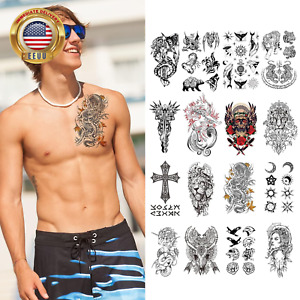 Temporary Tattoos for Men and Teens（16 Sheets ）, Half Arm Temporary Tattoos for