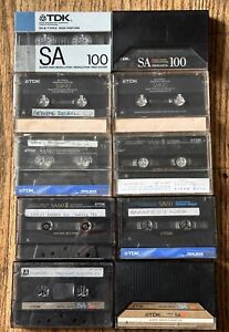 10 TDK cassettes: 2 SA-X 90 +2 SA 100 (1 brand new) +1 SA 90 +5 SA 60. Guarantee