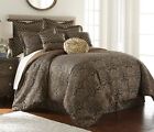 Valencia 9-piece Black Gold Floral Jacquard Comforter Set Oversized Bedding Set