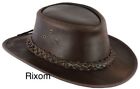 Leather Cowboy Australian Style Hat  Oily Leather Western Brown Bush Outback