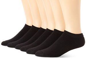 Hanes Men's 6 Pack Classics No Show Black Socks, Sock Size: 6-12