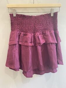 Chaser NWT Women’s Size Sm Cruz Tiered Flouncy Ruched Mini Skirt Satin MSRP $88