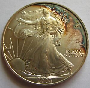 New Listing2003 American Silver Eagle, 1 Troy Ounce .999 Silver, Uncirculated, Cresent Tone