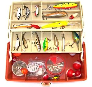 New ListingPlano #5520 Two Tray Tackle Box Loaded with Fishing Lures and Tackle Vintage