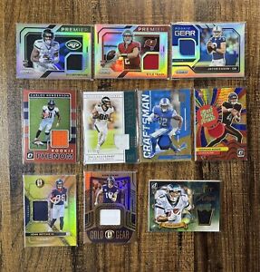 NFL  Jersey Relic 10 Card Patch Lot Rookie Gear Gold Standard Player Worn Patch