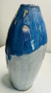 New ListingVintage Pottery Clay Vase Blue 7” Beautiful!