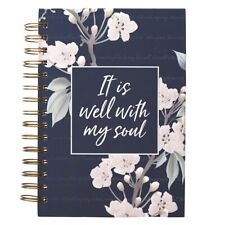 Inspirational Spiral Journal Notebook for Women It is Well Navy Blue Floral Wire
