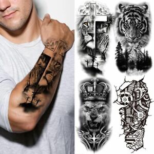 Cross Lion Waterproof Temporary Tattoo Sticker Fake Body Art Arm For Men Women