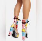 Delia’s by DOLLS KILL Get Ur Groove On Flower Daisy PVC Platform Boots Size 8