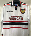 Retro 1998 Manchester United away long sleeves soccer white jersey size L