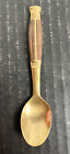 Vintage Antique Tea Spoon Thailand Siam Brass Bronze Wood Handle Silverware