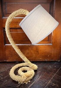✨Vintage Coiled Rope Audoux Minet-style MCM Table Lamp - Snake-Nautical-Cabin ✨