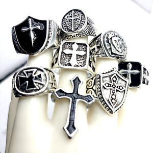 Wholesale 20 Mix Religious Cross Jesus alloy Silver Plate Rings Jewelry