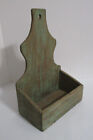 Antique 1800's Primitive Wooden Shelf Dovetailed Square Nails Painted Green