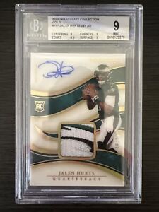 2020 Immaculate Jalen Hurts Rookie Auto RPA gold /25 BGS 9