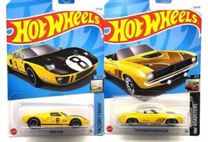 Hot Wheels Kroger Exclusive Yellow Ford GT40 & '70 Plymouth Barracuda Lot of 2