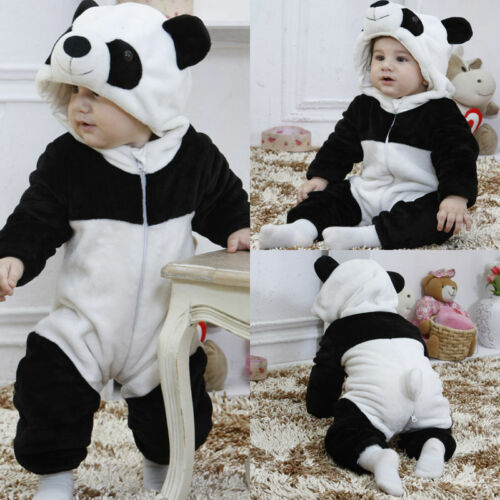 Baby Boy Girl Warm Winter Panda Animal Overall Thicken Romper Clothes Set