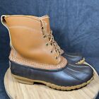 LL BEAN Brown Leather Lace Up DUCK BOOTS Womens Size 8 M