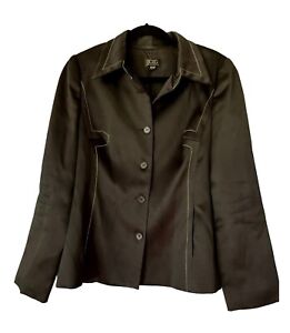BCBG Maxazria Women's Satiny Black lined Five Button Blazer Jacket - 8